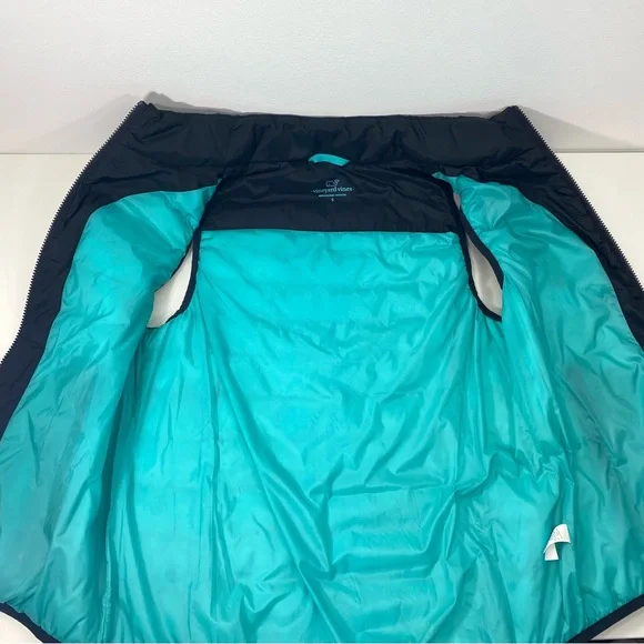 Vineyard Vines Quilted Navy Blue Turquoise Aqua Mountain Weekend Puffer Vest S - Picture 4 of 12